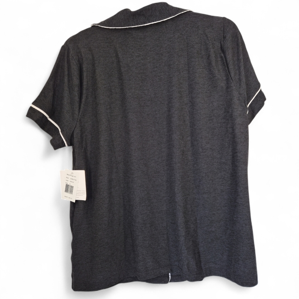 Beyond‎ Yoga Pajama Button Front Top Dark Grey Lounge Sleepwear NWT Size M - Picture 3 of 7